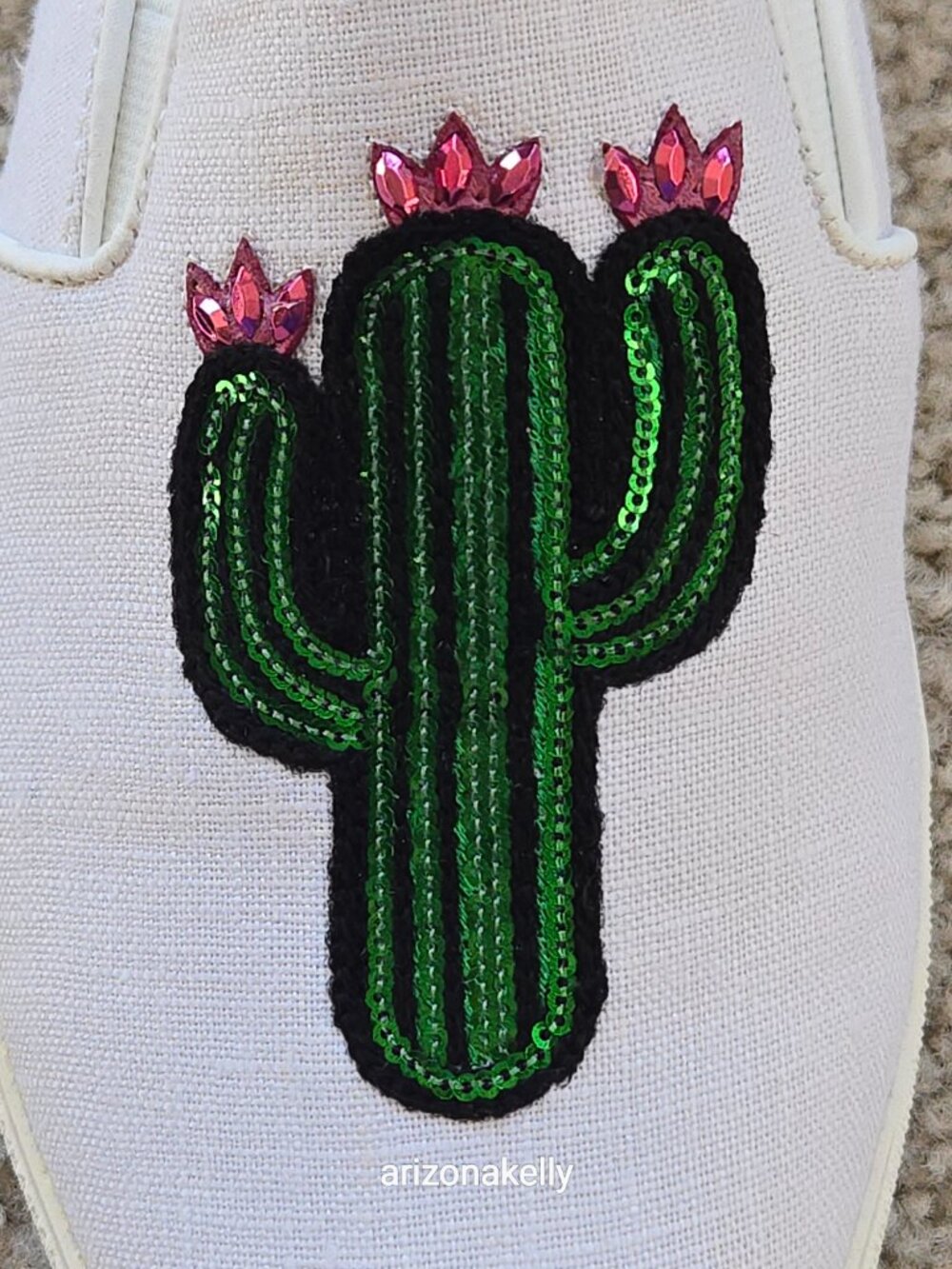 NIB Sequined Cactus Sneakers Slip-on Shoes Size 7.5 Saguaro Southwest Desert - Picture 7 of 11